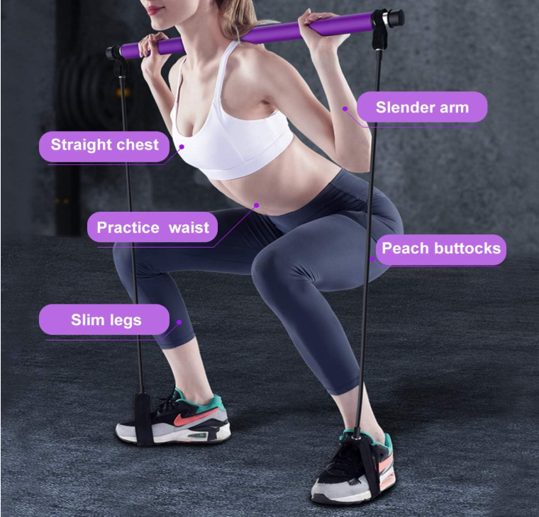 Kit de Barra de pilates portátil con banda de resistencia