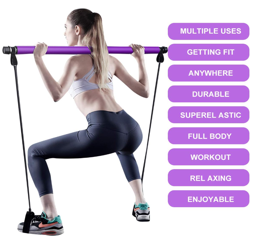 Kit de Barra de pilates portátil con banda de resistencia