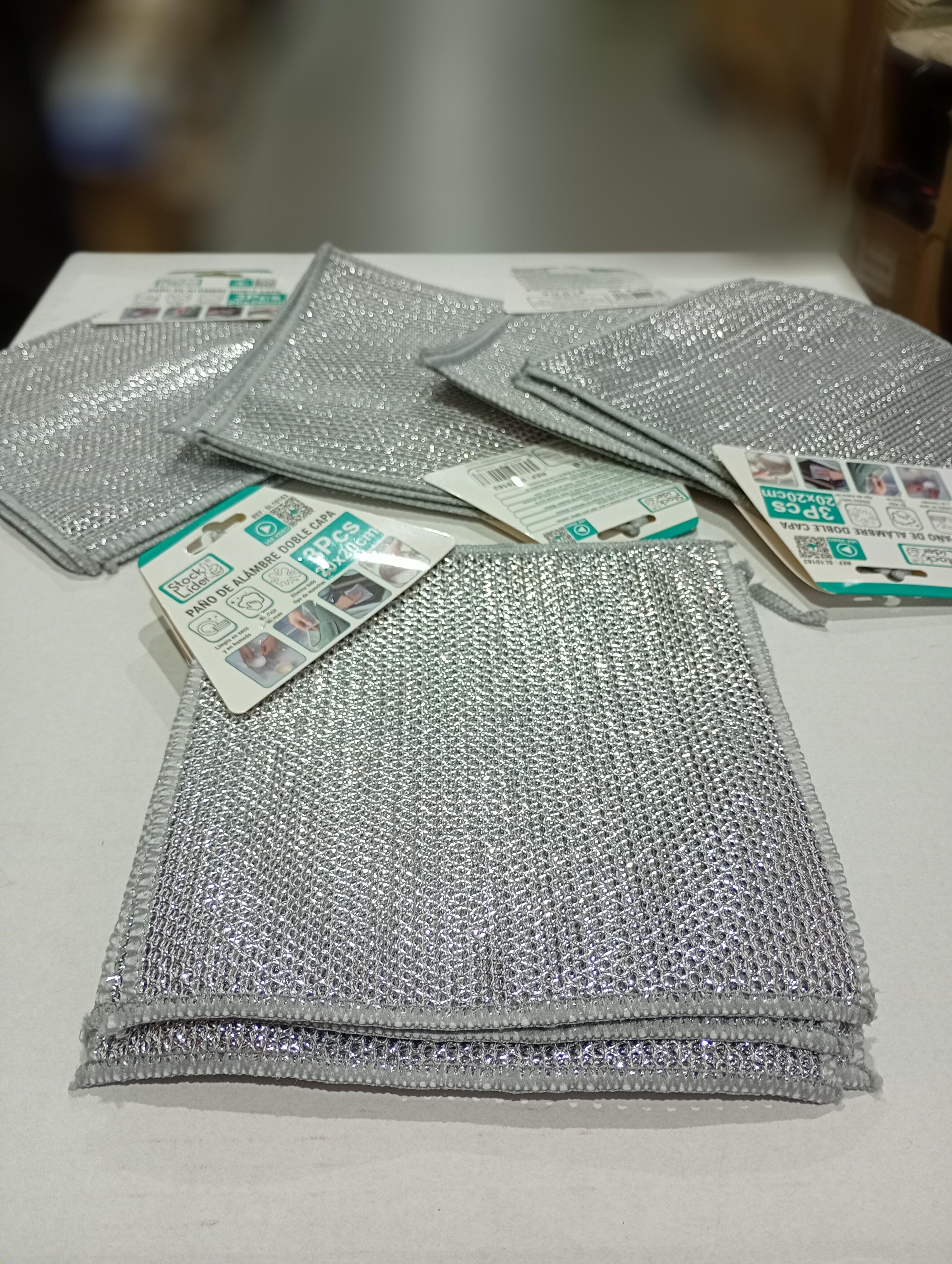 Pack de 3 paños de limpieza de malla de alambre